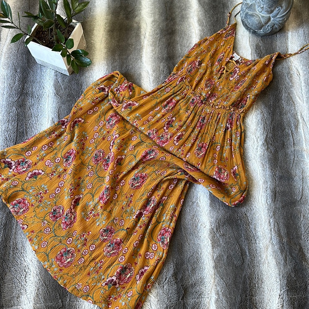 Patrons of Peace Floral Maxi Dress - Mustard and Pink